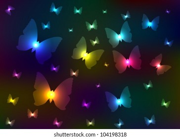 Abstract shone butterflies. Vector