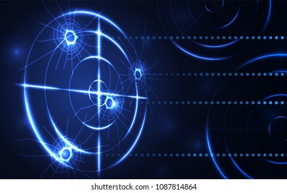 Abstract shooting range with bullet hole on blue background vector illustration. Success business target goal solutions concept.