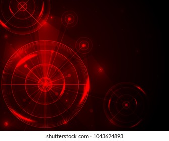 Abstract shooting range on red background vector illustration. Success business, digital technology concept.