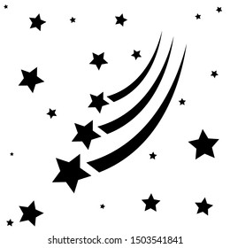Abstract shooting star - black shooting star with an elegant star trail on a white background - meteorite, comet, asteroid, stars tatoo.