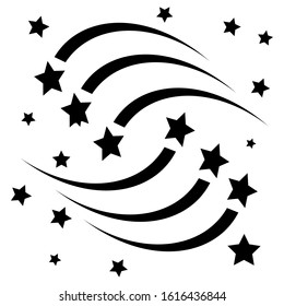 Abstract shooting star - black shooting star with an elegant star trail on a white background - meteorite, comet, asteroid, stars tatoo.