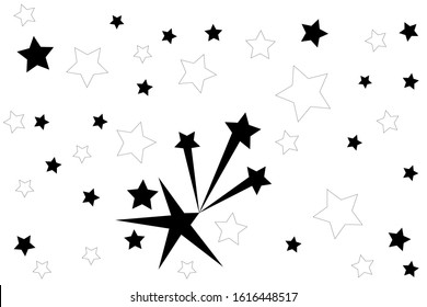 Abstract shooting star - black shooting star with an elegant star trail on a white background - meteorite, comet, asteroid, stars tatoo.