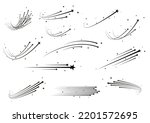Abstract shooting star, falling star with a powerful trail star on a white background Meteoroid, comet, speed line, motion vortex, asteroid, speed motion line.