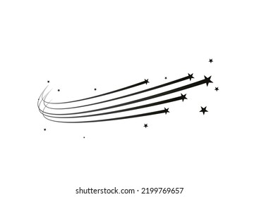 Abstract shooting star, falling star with a powerful trail star on a white background Meteoroid, comet, speed line, motion vortex, asteroid, speed motion line.