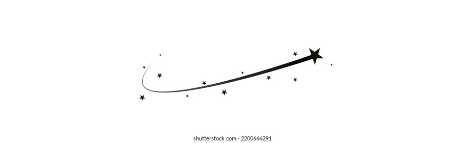 Abstract shooting star, falling star with a powerful trail star on a white background Meteoroid, comet, speed line, motion vortex, asteroid, speed motion line.