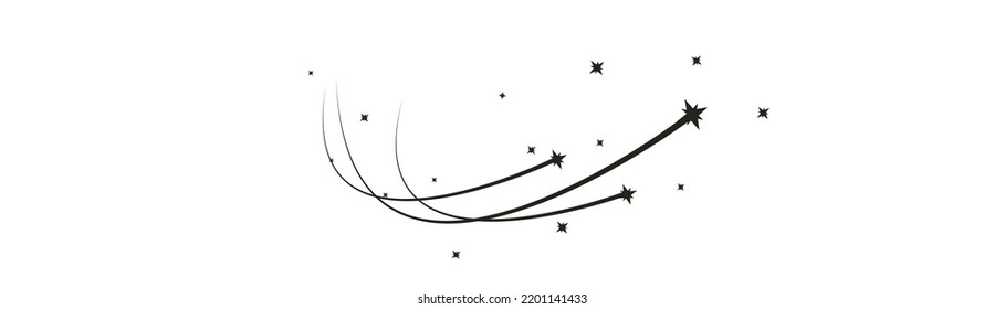 Abstract shooting star, falling star with a powerful trail star on a white background Meteoroid, comet, speed line, motion vortex, asteroid, speed motion line.