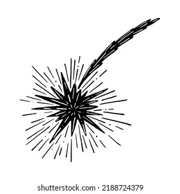 Abstract shooting star. Falling star vector element. Doodle isolated on a white background. Hand drawn illustration for cards, posters, stickers, textile and professional design.