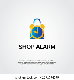 Abstract shop logo, design concept, emblem, icon, flat logotype element for template. Alarm Shop concept.