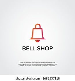 Abstract shop logo, design concept, emblem, icon, flat logotype element for template. Alarm bell shopping bag concept.