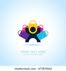 Abstract shop logo, design concept, emblem, icon, flat logotype element for template.