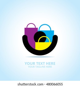Abstract shop logo, design concept, emblem, icon, flat logotype element for template.