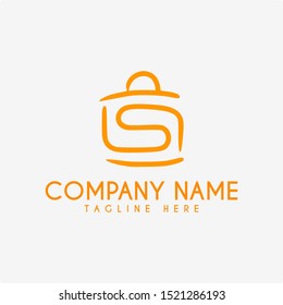 Abstract Shop Logo Design Template With Letter S and Shopping Bag Icon Vector Illustration