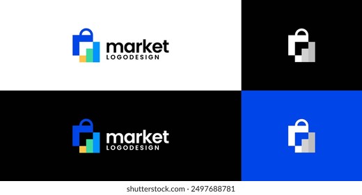 Abstract shop logo design,shopping bag icon design