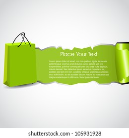 Abstract shopping background, shopping bag and space for your text. promotional products design with torn paper concept. EPS 10