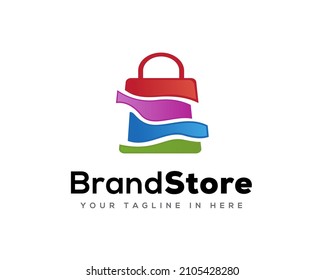 abstract shopping bag cut of pieces logo template illustration