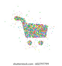 Abstract shopping basket for a splash of colorful circles. Vector illustration.
