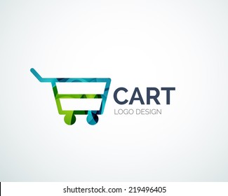 Abstract shopping logo design made of color pieces - various geometric shapes