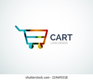 Abstract shopping logo design made of color pieces - various geometric shapes