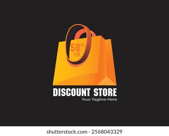 abstract shopping store 50% off logo design