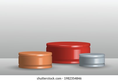 Abstract show case of stage podium 3d rendering design of ranking stagement. Overlapping with shade of shadow design pattern background. illustration vector
