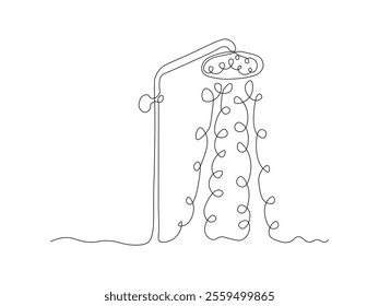 Abstract shower and water,continuous single line art drawing sketch, logo