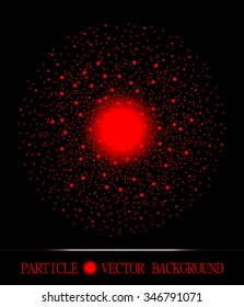 Abstract shpere of red glowing light particles space black background. Galaxy symbol.  Style background for presentations, cards, scientific and jewelry design. Vector illustration