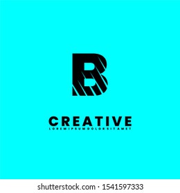 abstract shred black B logotype isolated on cyan background creative design concept. Vector illustration.