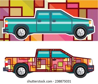 Abstract Shrink Wrapped Pickup Truck Vector