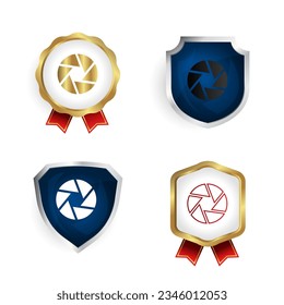Abstrakte Verschlusszeichen- und Etikettenkollektion kann für Geschäftsdesigns, Präsentationen oder alle geeigneten Designs verwendet werden.