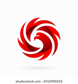 abstract shutter circle bird logo combination, creative bird logo