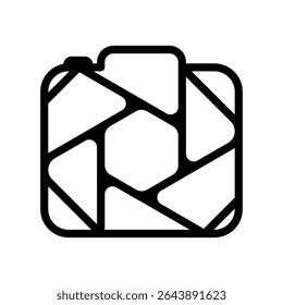 Abstract shutter design Logo resembling camera lens.