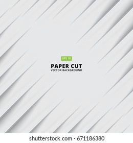 Abstract siagonal paper cut with shade light white background, Vector Illustration 