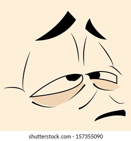 abstract sick face on light yellow background