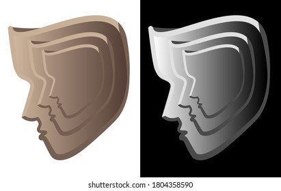 Abstract side face silhouette art for logo designing, website designing, banner designing and for company branding.