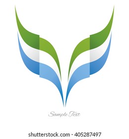 Abstract Sierra Leone eagle flag ribbon logo white background