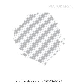 Abstract Sierra Leone map with gray diagonal lines.  stripes map. Vector illustration EPS10.