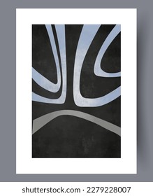Vista abstracta triste imagen de emoticonos en pared. Paredes de arte para el diseño interior. Afiche de vista abstracta mínimo imprescriptible. Fondo decorativo contemporáneo con emoticono.