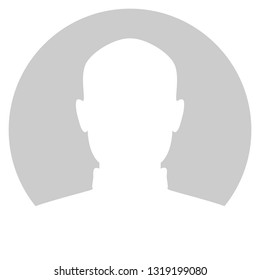 Abstract sign avatar men. Icon male profile. White symbol on gray circle background. Vector illustration 