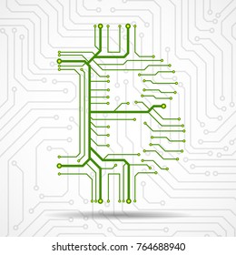 Abstract sign bitcoin from circuit board. Vector illustration. Eps 10
