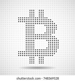 Abstract sign bitcoin of dots. Cryptocurrency icon. Vector illustration. Eps 10