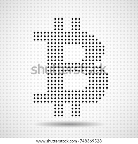 Abstract sign bitcoin of dots. Cryptocurrency icon. Vector illustration. Eps 10