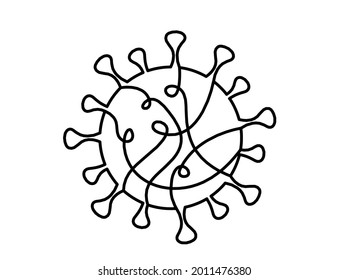 Abstract sign of corona virus as line drawing on white background. Vector