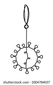 Abstraktes Zeichen des Corona-Virus und Fragezeichen als Linie auf weißem Hintergrund. Vektorgrafik