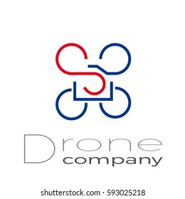 Abstract sign drone driver, quadrocopter with camera and action cam, vector icon