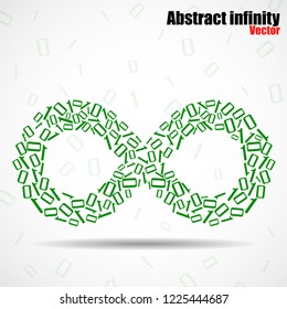 Abstract sign infinity from binary code. Vector illustration. Eps 10
