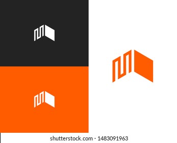 Abstract sign letter M for construction company. Icon logo for construction business with the concept of roofs. Identity, emblem, label, badge. Simple vector logo in a modern style.