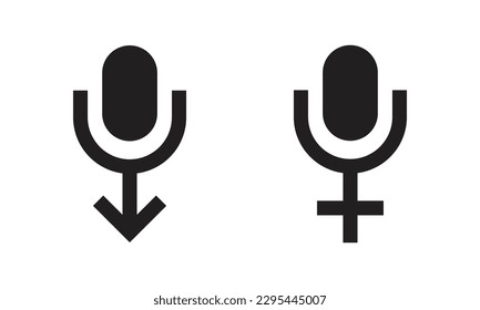 An abstract sign of a microphone mixed with gender sign. Isolated Vector Illustration