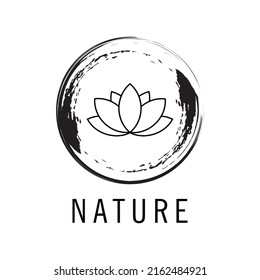 Abstract sign of nature with lotus flower inside.