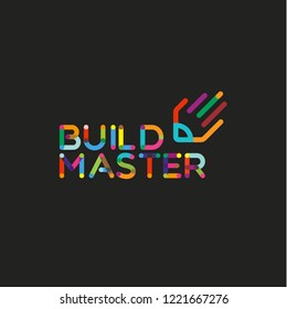 Abstract sign of a pencil and hand colored letters logo construction sign master of building business illustrations