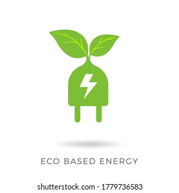 The abstract sign of a power plug and a plant. Eco energy based Isolated
